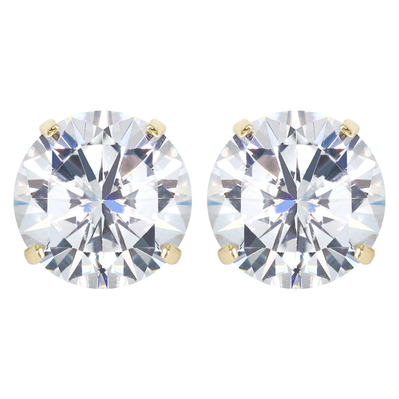 14K Yellow Gold Push Backing Round Stud Earrings