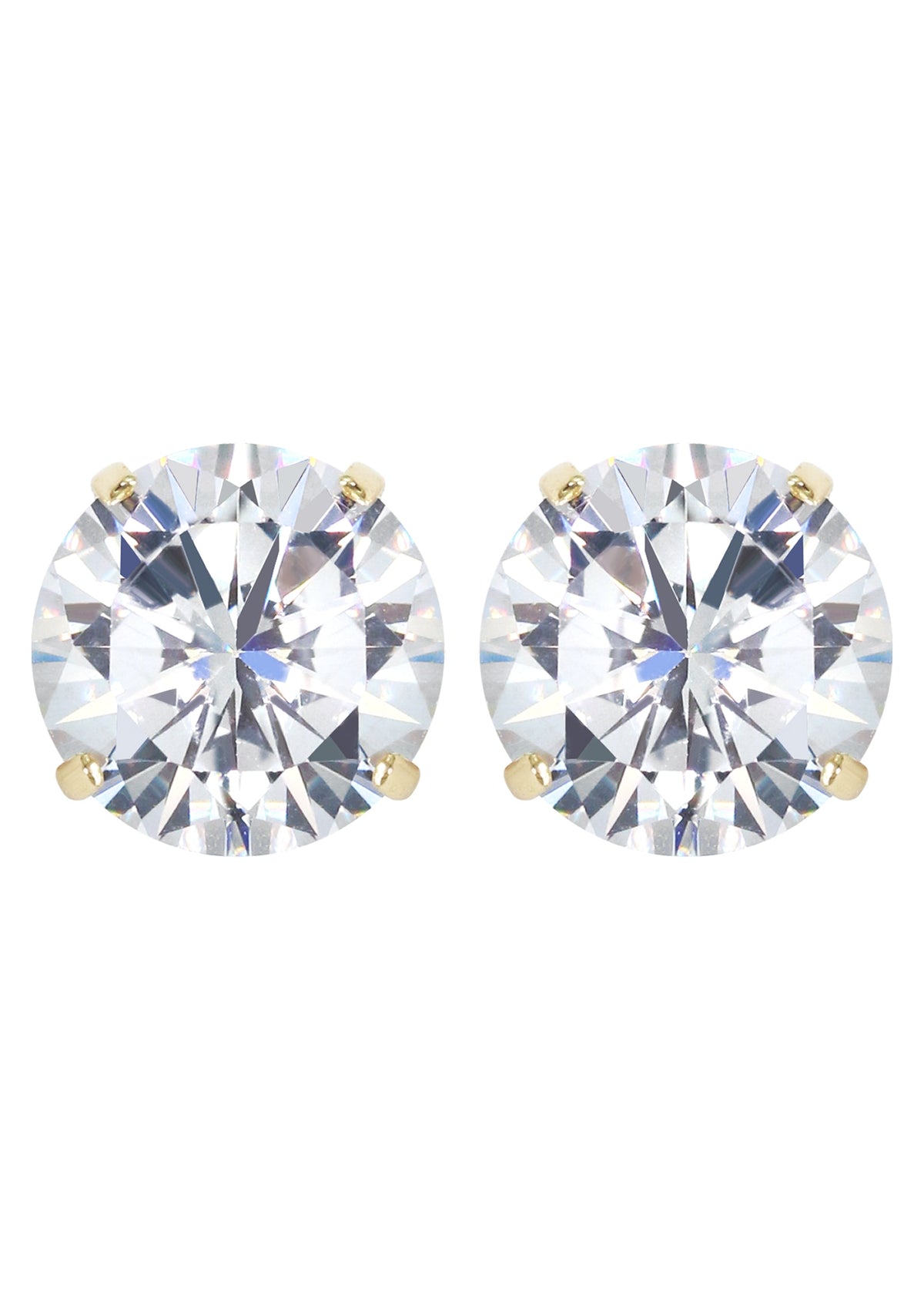 14K Yellow Gold Push Backing Round Stud Earrings