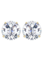 14K Yellow Gold Push Backing Round Stud Earrings