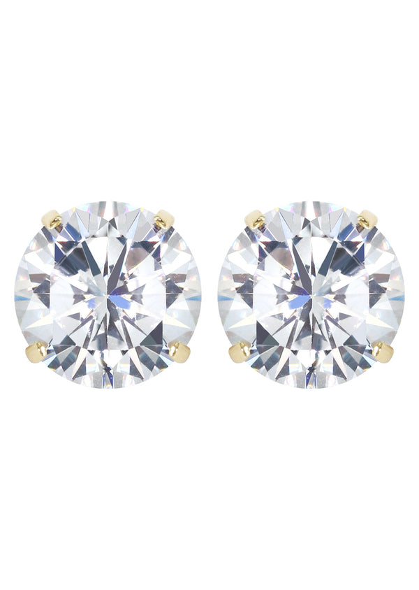 14K Yellow Gold Push Backing Round Stud Earrings