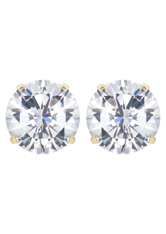 14K Yellow Gold Push Backing Round Stud Earrings