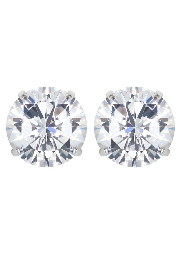 Lab Grown Diamond Stud Earrings - 14K White Gold