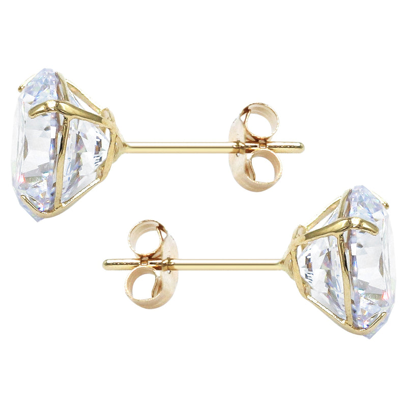 14K Yellow Gold Push Backing Round Stud Earrings