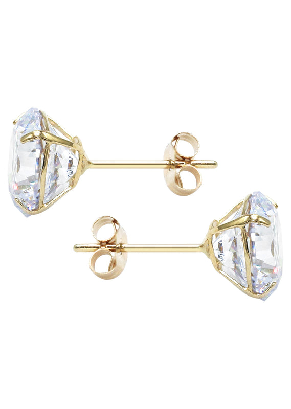 14K Yellow Gold Push Backing Round Stud Earrings
