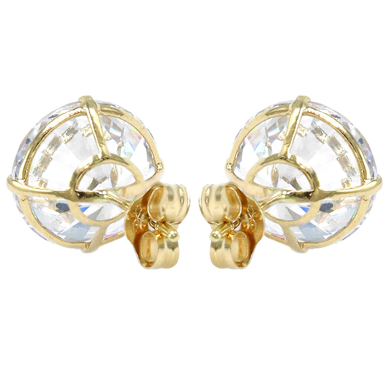 14K Yellow Gold Push Backing Round Stud Earrings