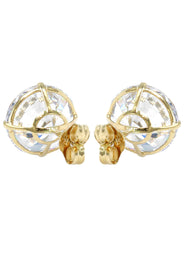 14K Yellow Gold Push Backing Round Stud Earrings