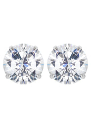 14K White Gold Push Back Round Stud Earrings