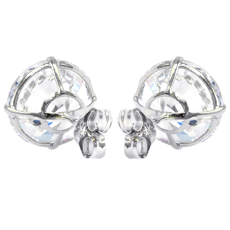 14K White Gold Push Back Round Stud Earrings