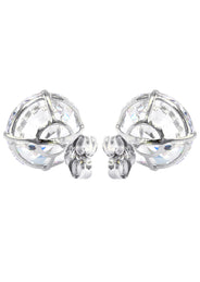 14K White Gold Push Back Round Stud Earrings