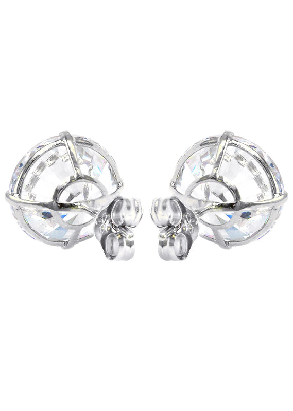 14K White Gold Push Back Round Stud Earrings