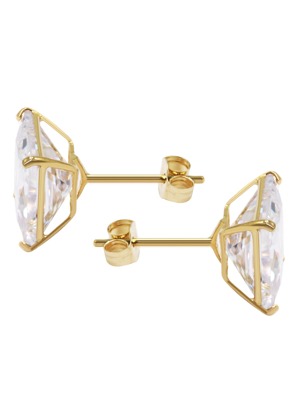 Gold Push Backing Square Stud Earrings