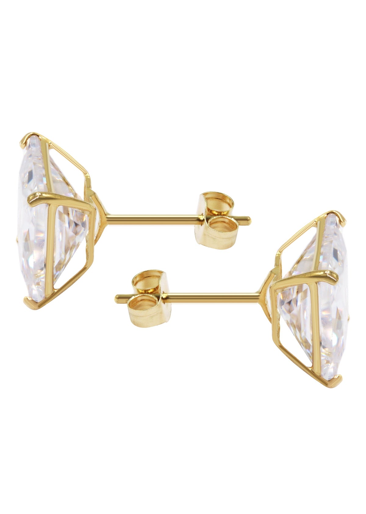 Gold Push Backing Square Stud Earrings