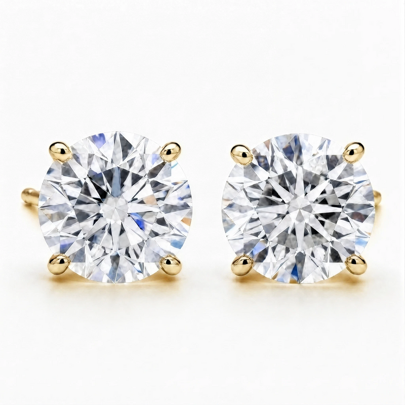 14K Lab Grown Diamond Stud Earrings Yellow Gold