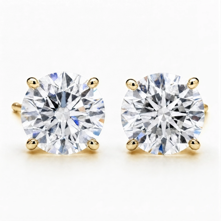 14K Lab Grown Diamond Stud Earrings Yellow Gold