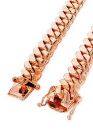 Womens 14K Rose Gold Chain - Solid Miami Cuban Link Chain 14K Rose Gold
