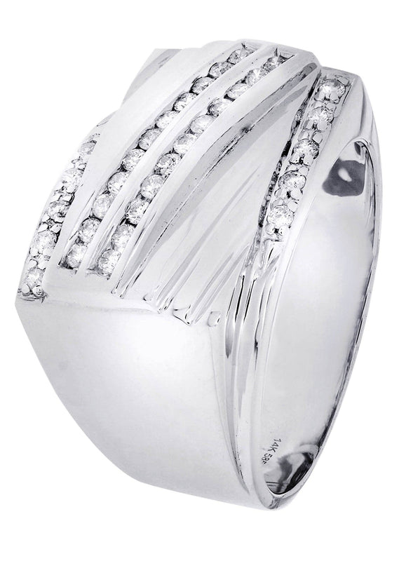 White Gold Mens Diamond Ring| 0.4 Carats| 10.94 Grams