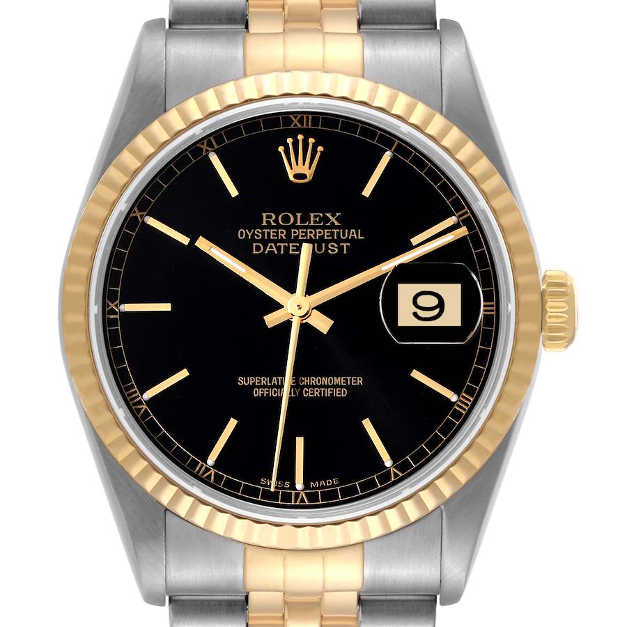 Rolex Datejust Watch 16013 for Men | 36MM | Yellow Gold Black Dial Steel