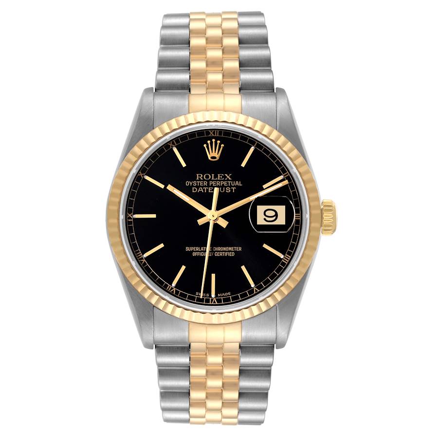 Rolex Datejust Watch 16013 for Men | 36MM | Yellow Gold Black Dial Steel