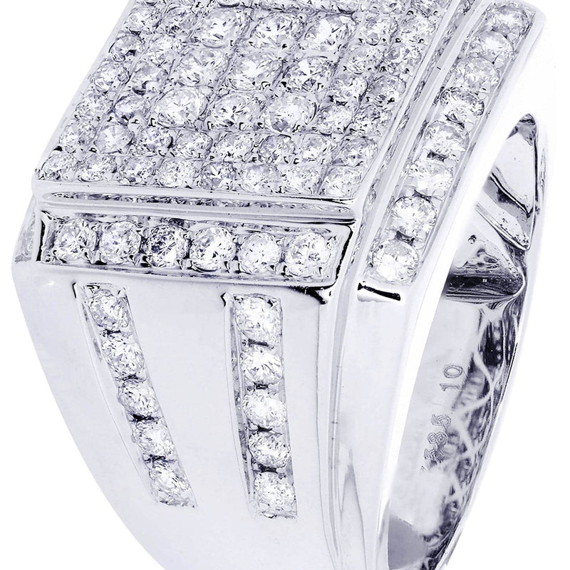 White Gold Mens Diamond Ring| 2.28 Carats| 14 Grams