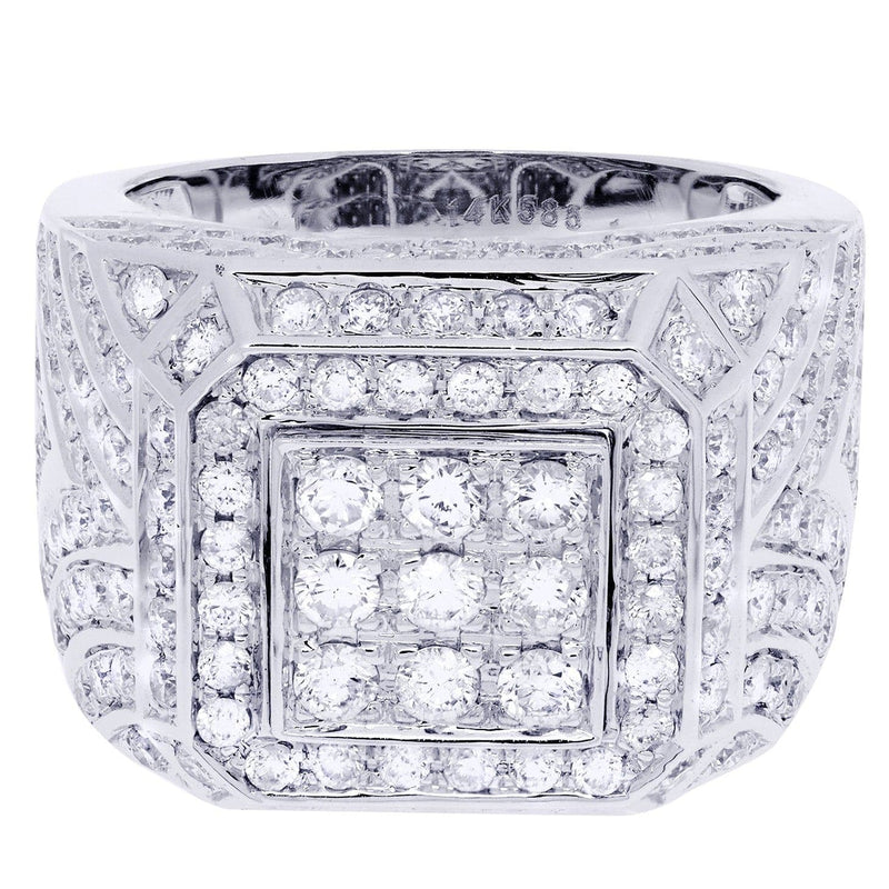 White Gold Mens Diamond Ring| 3.36 Carats| 16.25 Grams