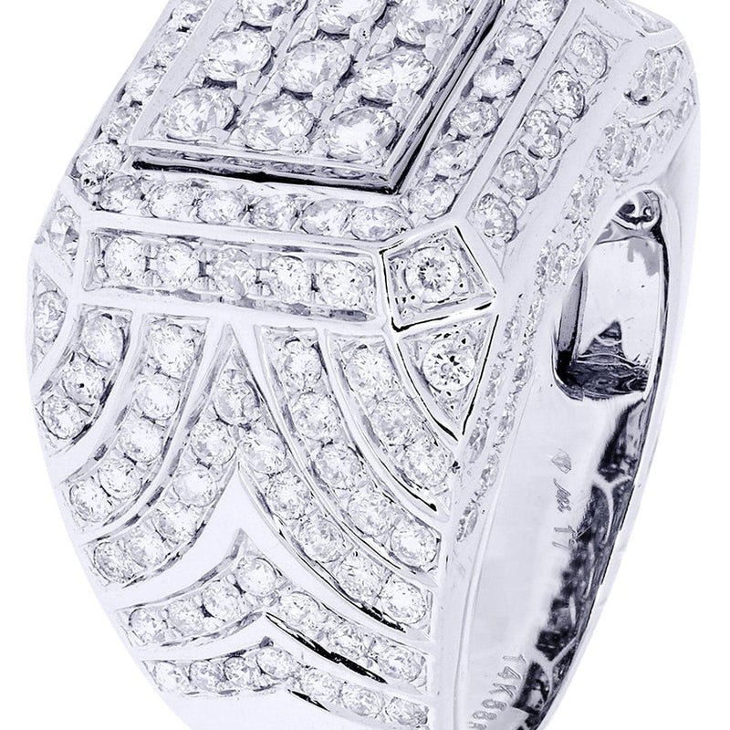 White Gold Mens Diamond Ring| 3.36 Carats| 16.25 Grams