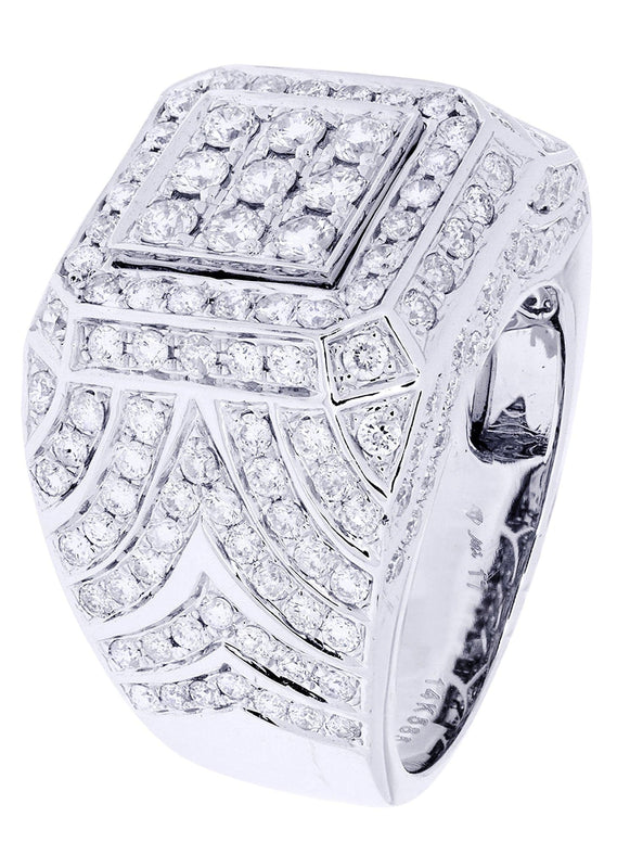 White Gold Mens Diamond Ring| 3.36 Carats| 16.25 Grams