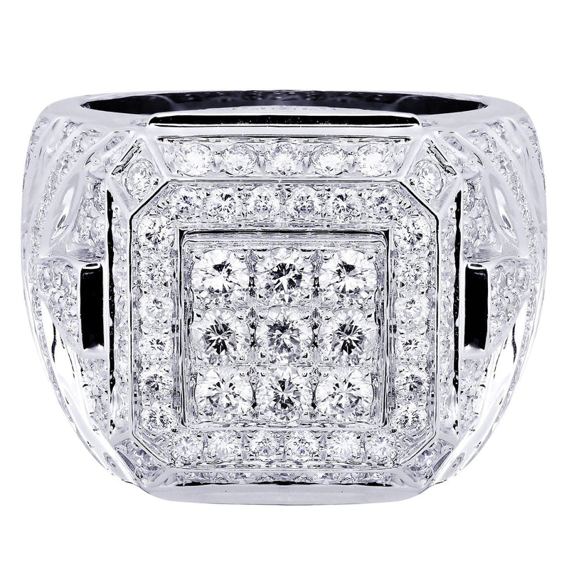 White Gold Mens Diamond Ring| 3.4 Carats| 17.9 Grams