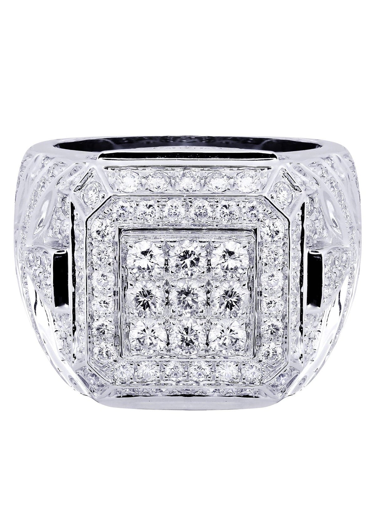 White Gold Mens Diamond Ring| 3.4 Carats| 17.9 Grams