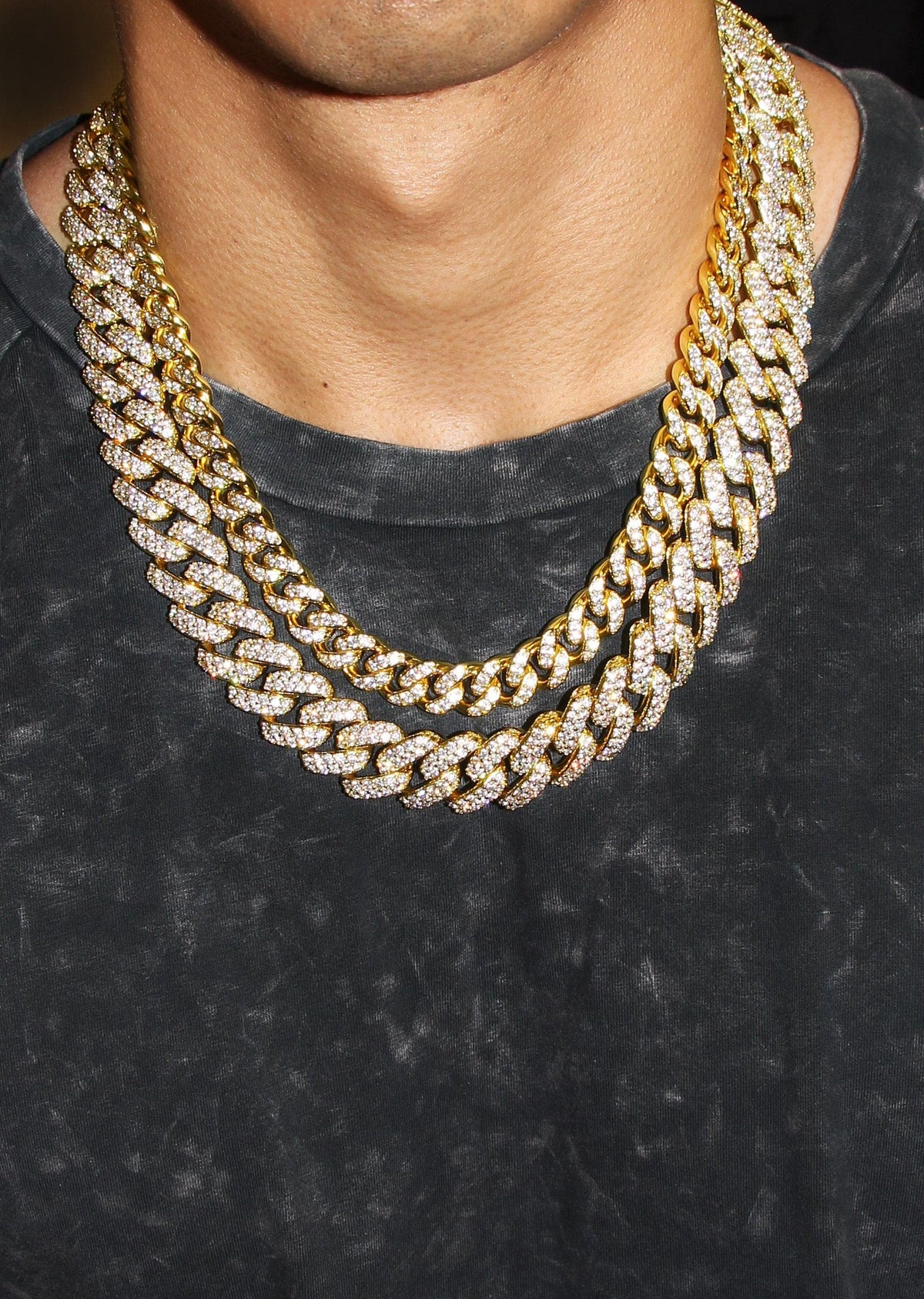Gold Plated Iced Out Miami Cuban Link Choker