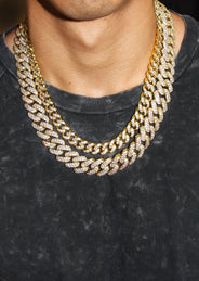 Gold Plated Mens Chain Iced Out Miami Cuban Link
