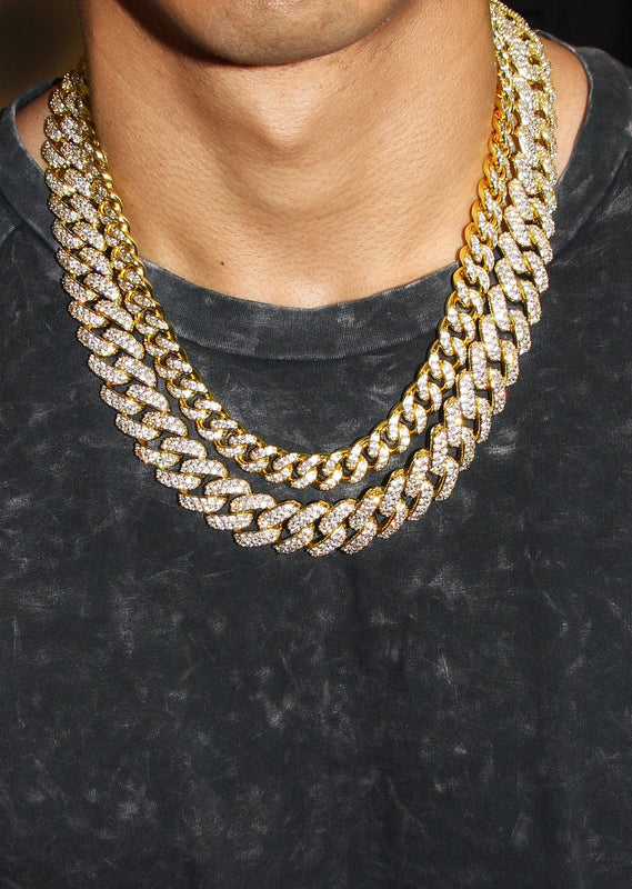 Gold Plated Iced Out Miami Cuban Link Choker