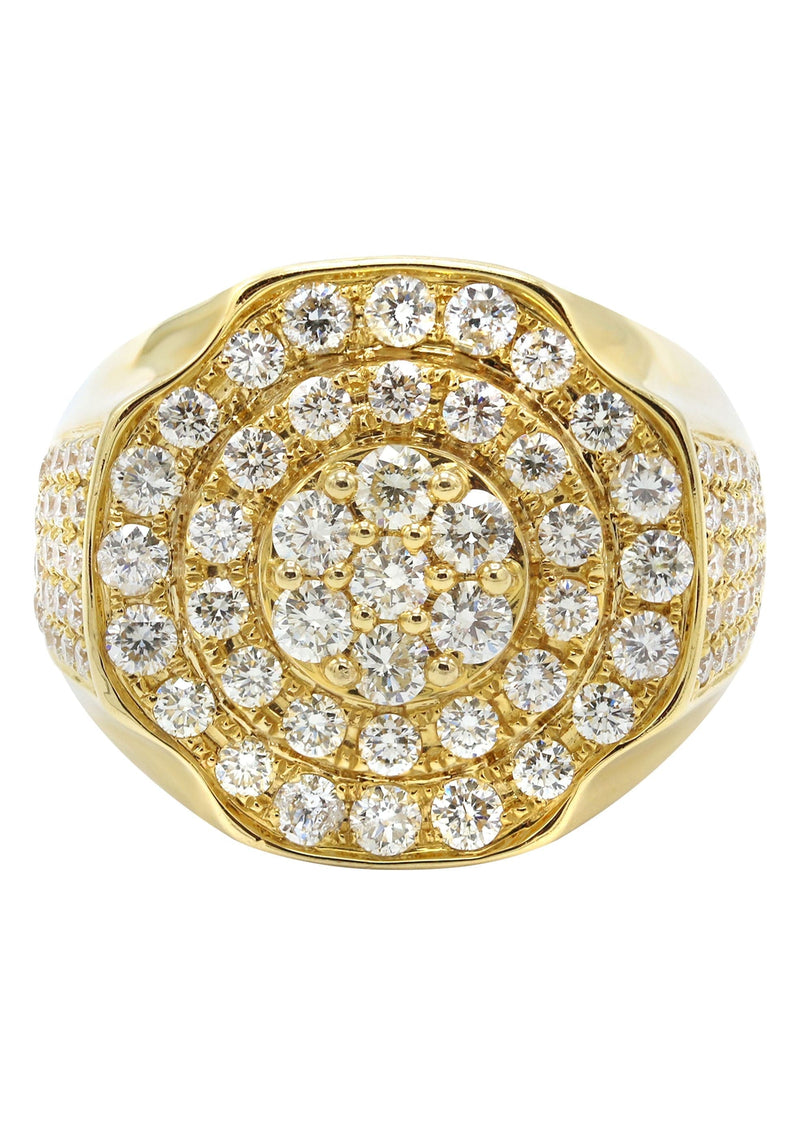 Mens Diamond Ring | 4.08 Carats | 17.1 Grams | 14K Yellow Gold