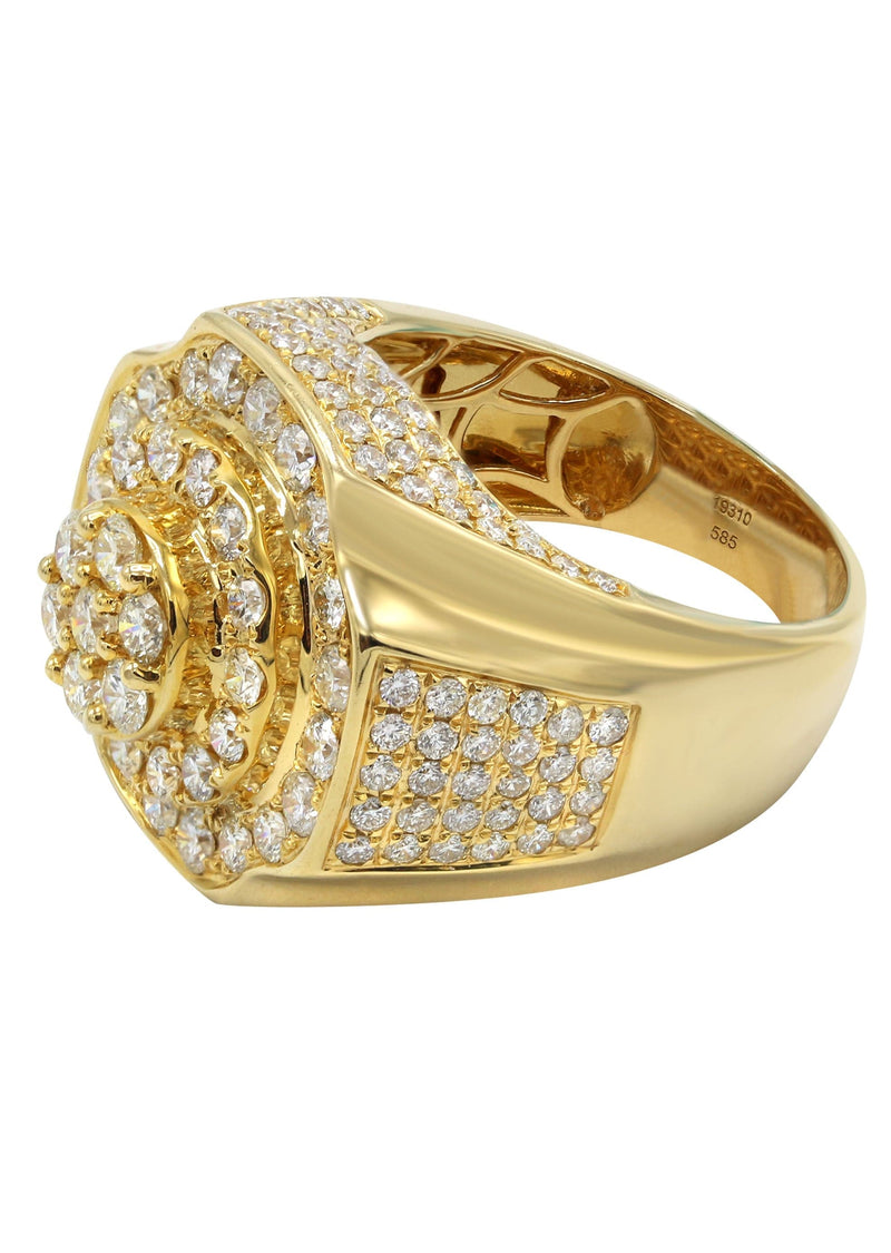Mens Diamond Ring | 4.08 Carats | 17.1 Grams | 14K Yellow Gold