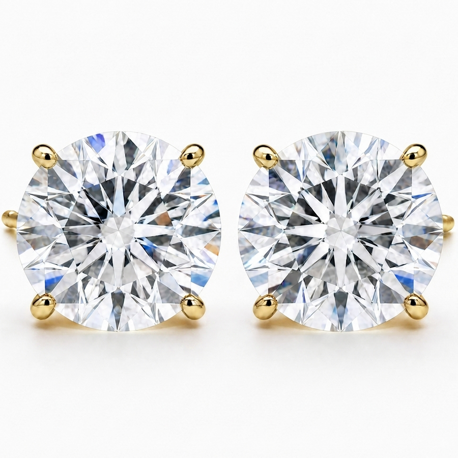 14K Lab Grown Diamond Stud Earrings Yellow Gold