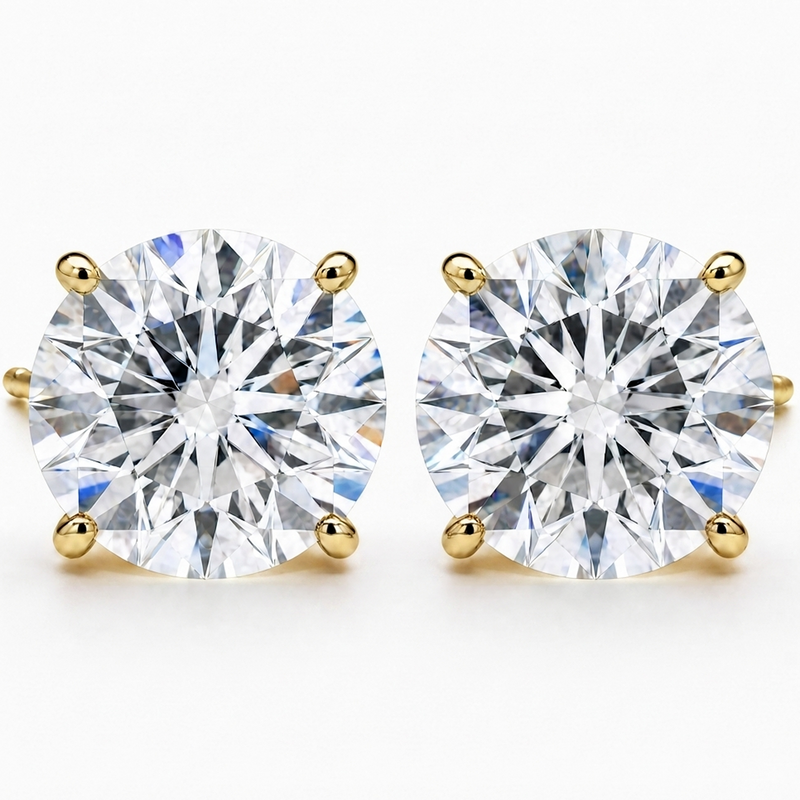 14K Lab Grown Diamond Stud Earrings Yellow Gold