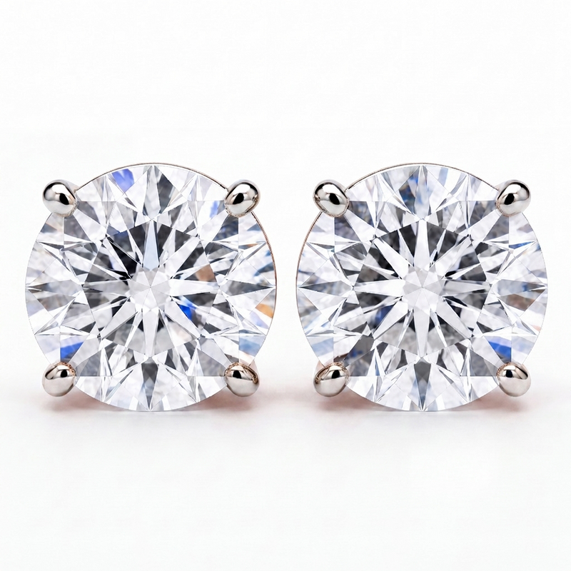 14K Lab Grown Diamond Stud Earrings White Gold