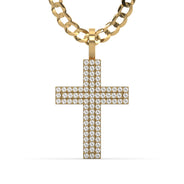 Men's VVS Lab Diamond Customizable Yellow Gold Cross Necklace Pendant