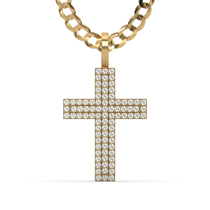 Men's VVS Lab Diamond Customizable Yellow Gold Cross Necklace Pendant