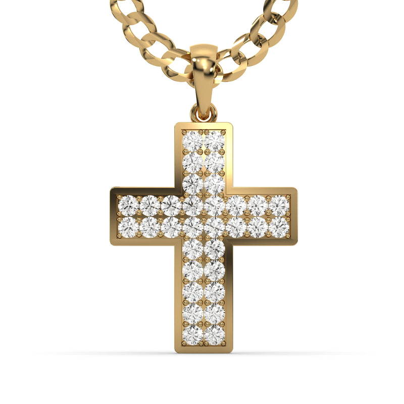 Men's VVS Lab Diamond Customizable Yellow Gold Cross Necklace Pendant
