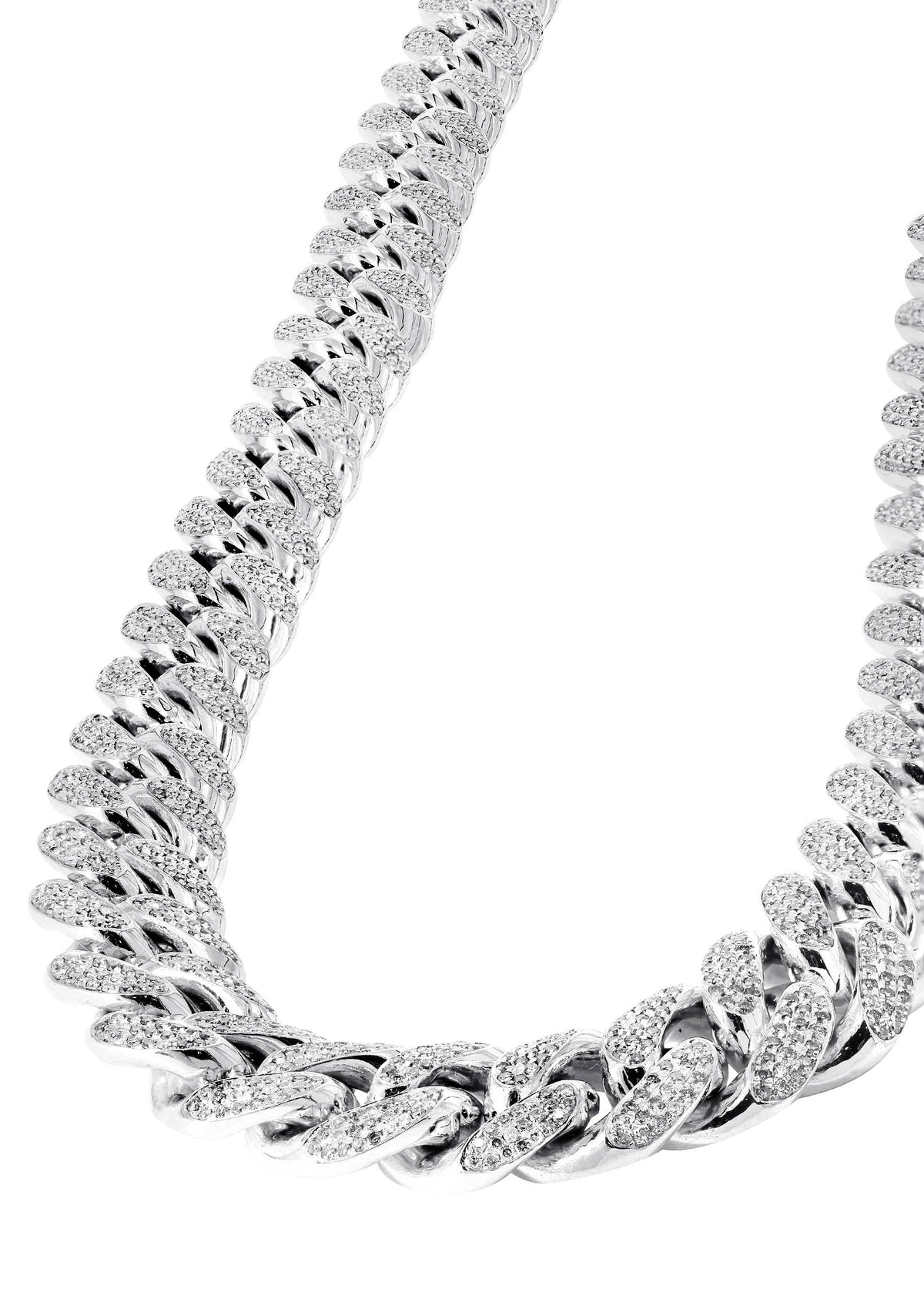 White Gold Iced Out Women Diamond Miami Cuban Link Chain Customizable (10MM-20MM)