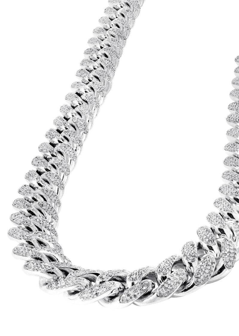 White Gold Iced Out Women Diamond Miami Cuban Link Chain Customizable (10MM-20MM)