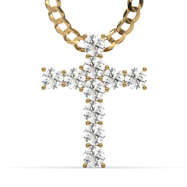 Men's VVS Lab Diamond Customizable Yellow Gold Cross Necklace Pendant