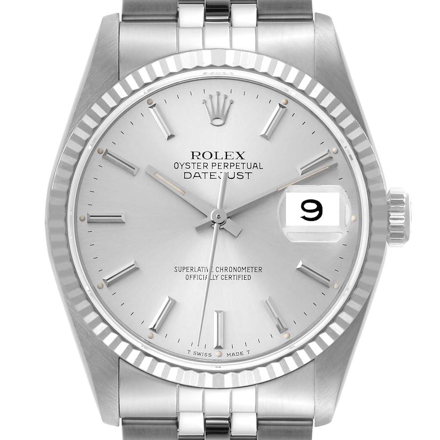 Rolex Datejust Watch 16014 for Men | 36MM  | White Gold Silver Dial Steel
