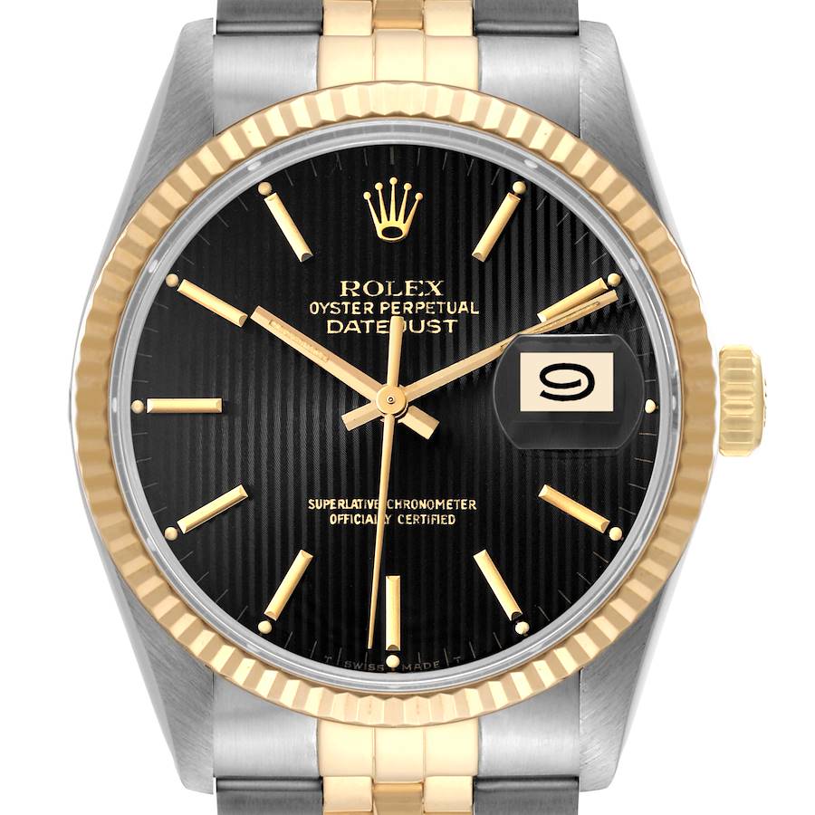 Rolex Datejust 16233 for Men | 36MM | Black Tapestry Dial | Two Tone | Jubilee Band