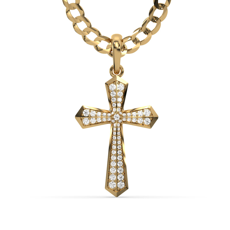Men's VVS Lab Diamond Customizable Yellow Gold Cross Necklace Pendant
