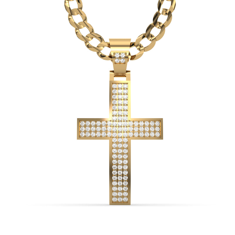 Men's VVS Lab Diamond Customizable Yellow Gold Cross Necklace Pendant