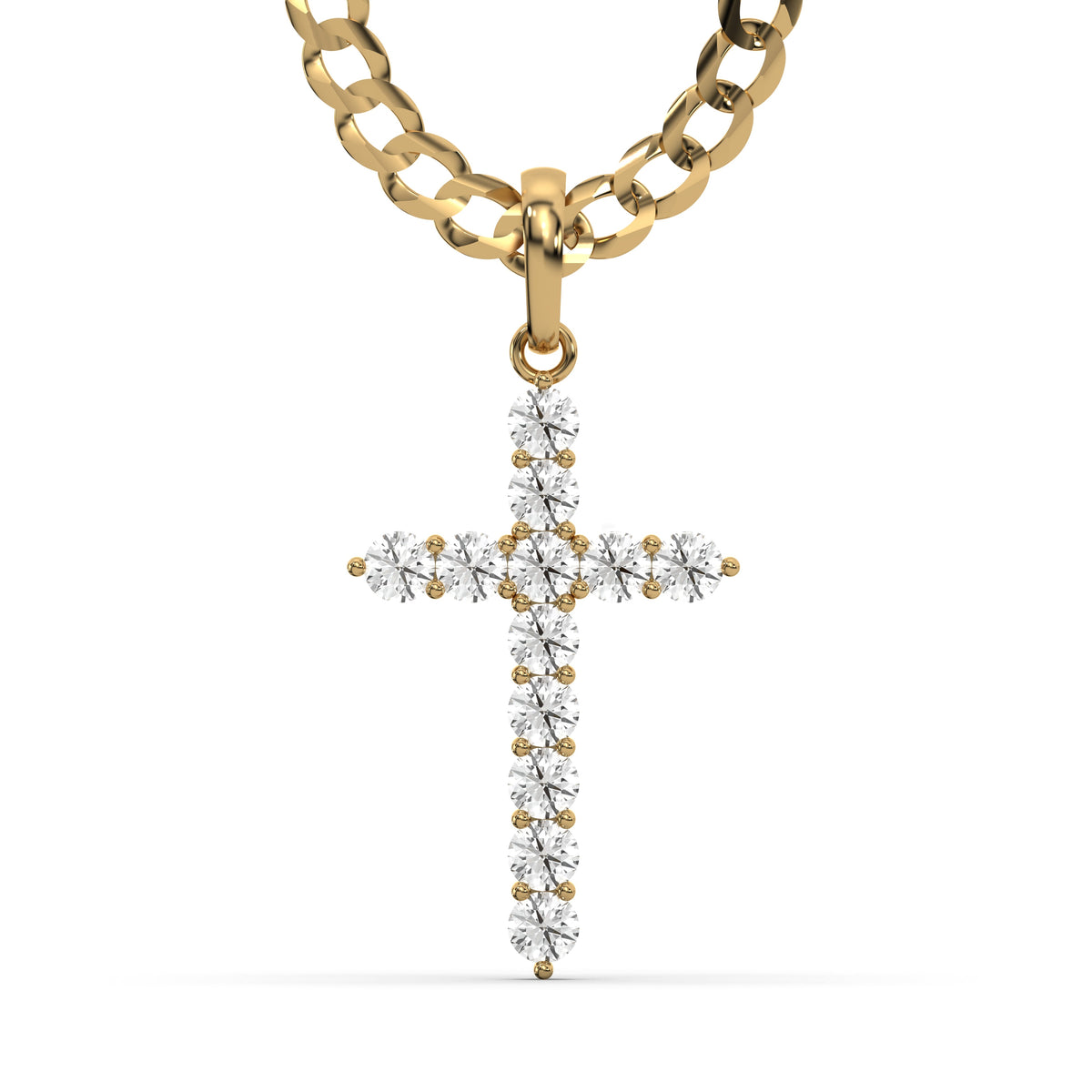 Men's VVS Lab Diamond Customizable Yellow Gold Cross Necklace Pendant