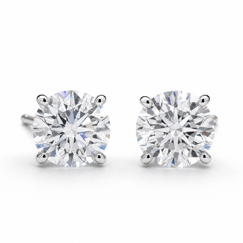 14K Lab Grown Diamond Stud Earrings White Gold