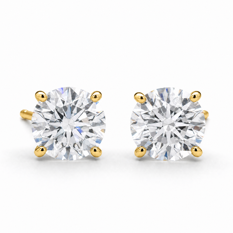 14K Lab Grown Diamond Stud Earrings Yellow Gold