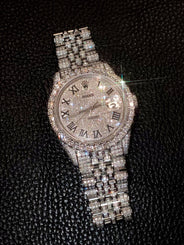 Diamond Iced Out Rolex Datejust 41 | 25 Carats Of Diamonds | Custom Full Diamond Roman Dial | Jubilee Band